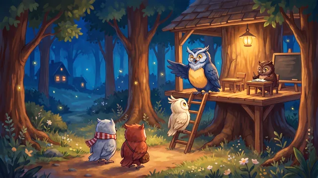 Une cabane d'étude du campus, la nuit